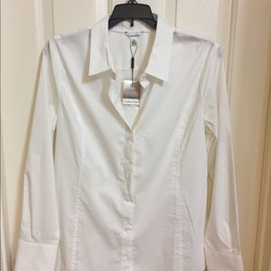 Calvin Klein Ladies white button up blouse